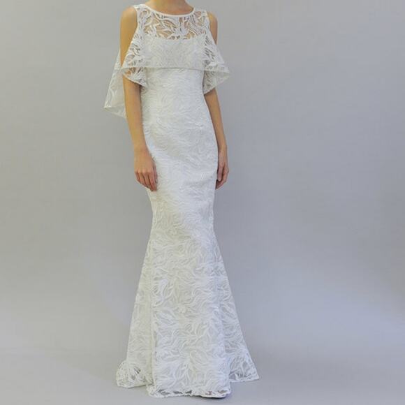AUSTIN SCARLETT Nadine E017 White Lace Wedding Dress + Cape Formal Gown 8 - Picture 1 of 8
